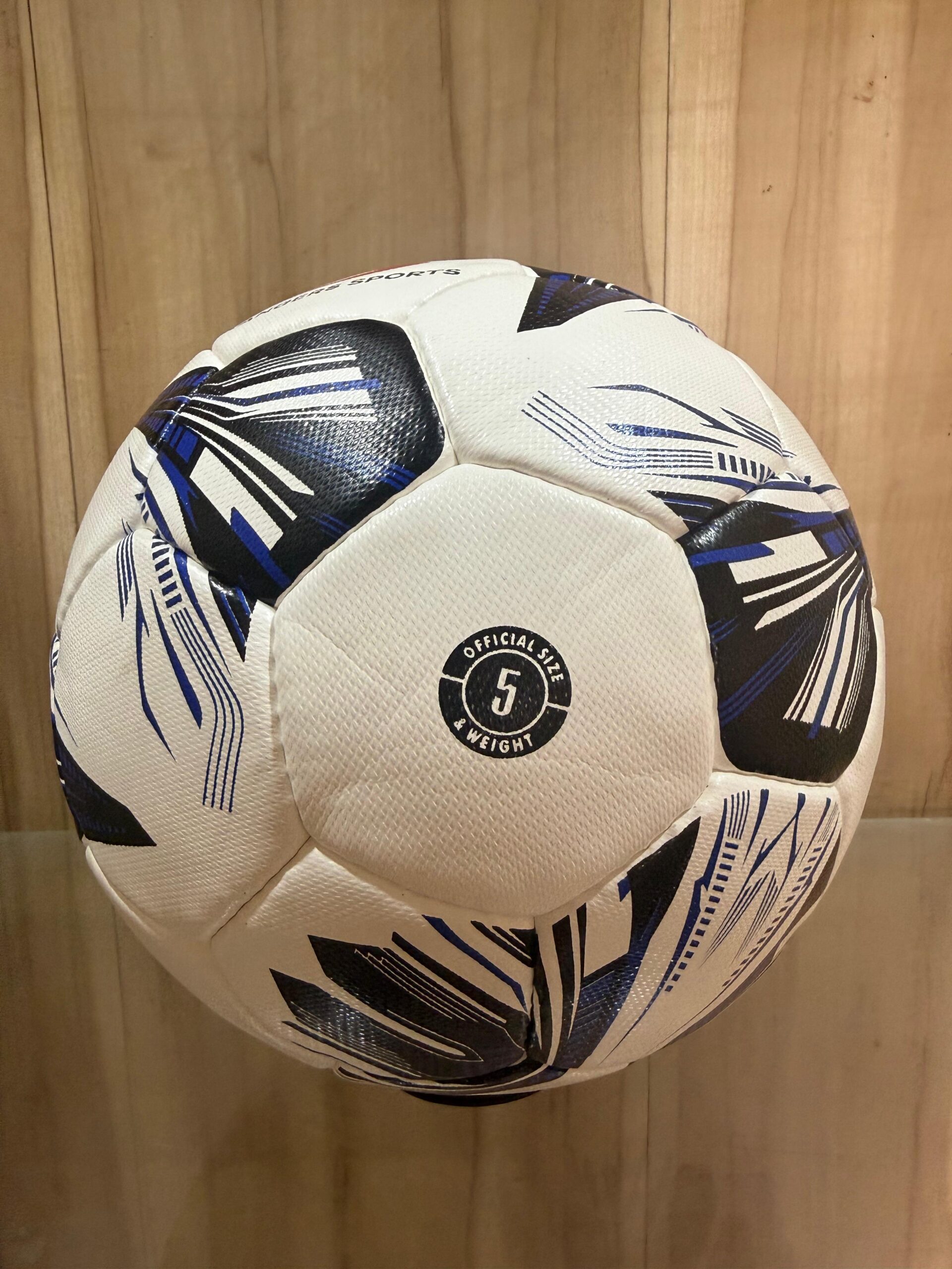Premium White Soccer Ball with Black & Blue Graphics – Match & Training Use