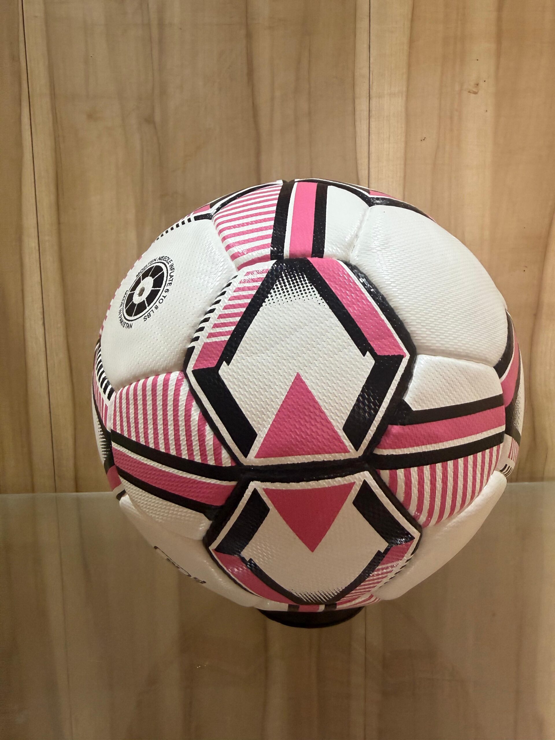 Premium White Soccer Ball with Black & Pink Geometric Design – Training & Match Football