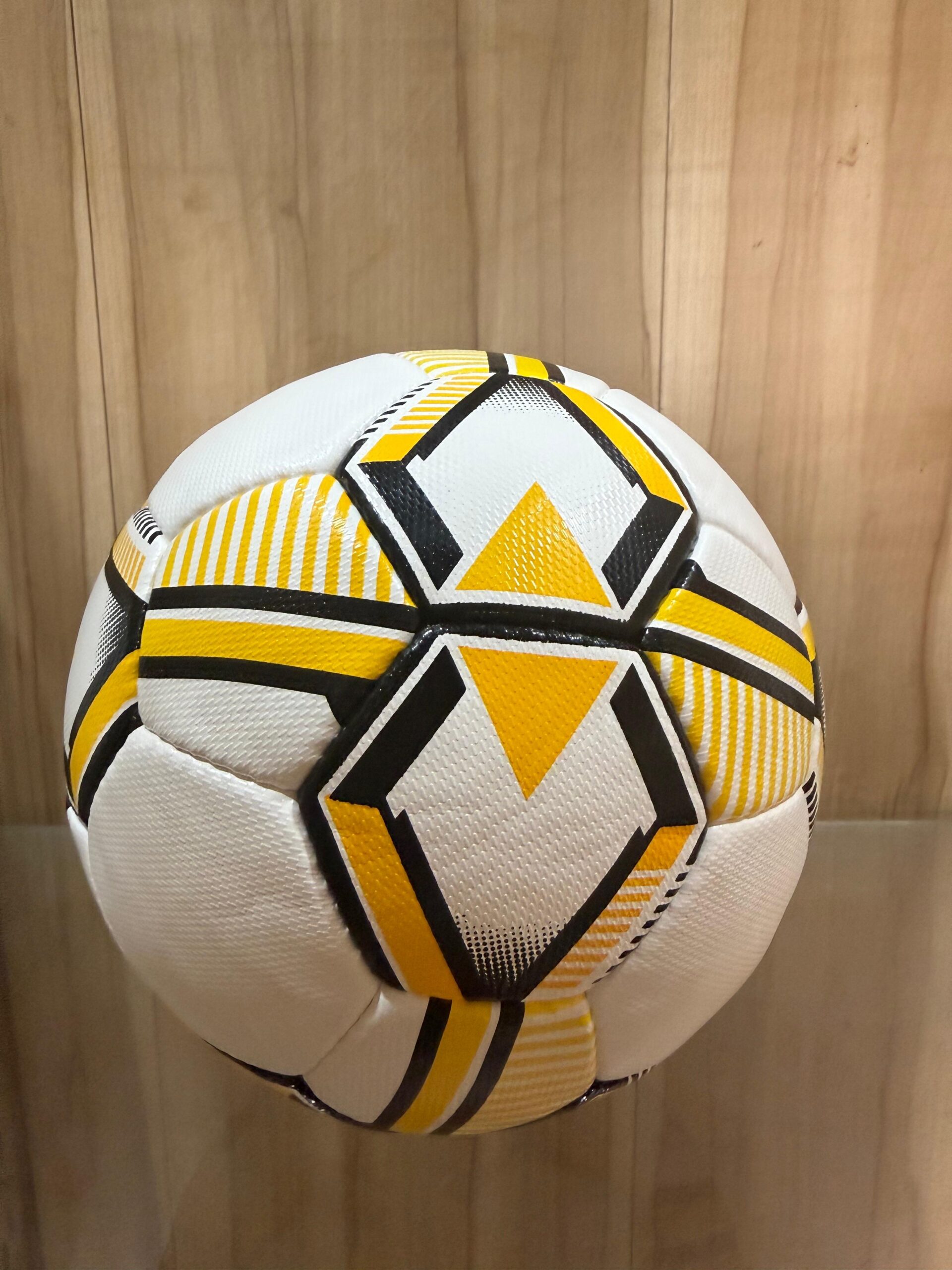 Premium White & Yellow Soccer Ball with Black Geometric Design – Training & Match Football